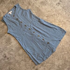 Monteau Sleeveless Blue Button-Down Dress
